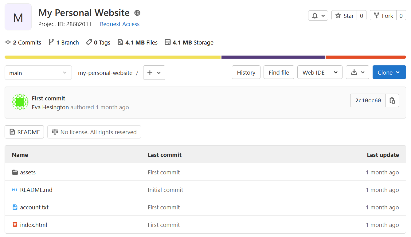 Screenshot showing the repository in GitLab