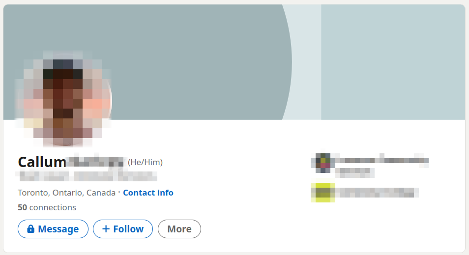 Callum's LinkedIn profile